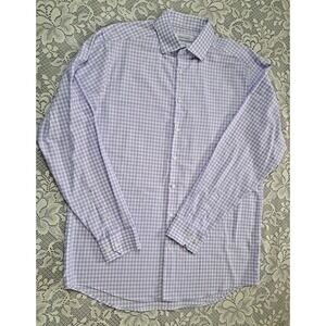 Michael Strahan Collection 36-37 Purple & White Check Long Sleeve Shirt Pre-own